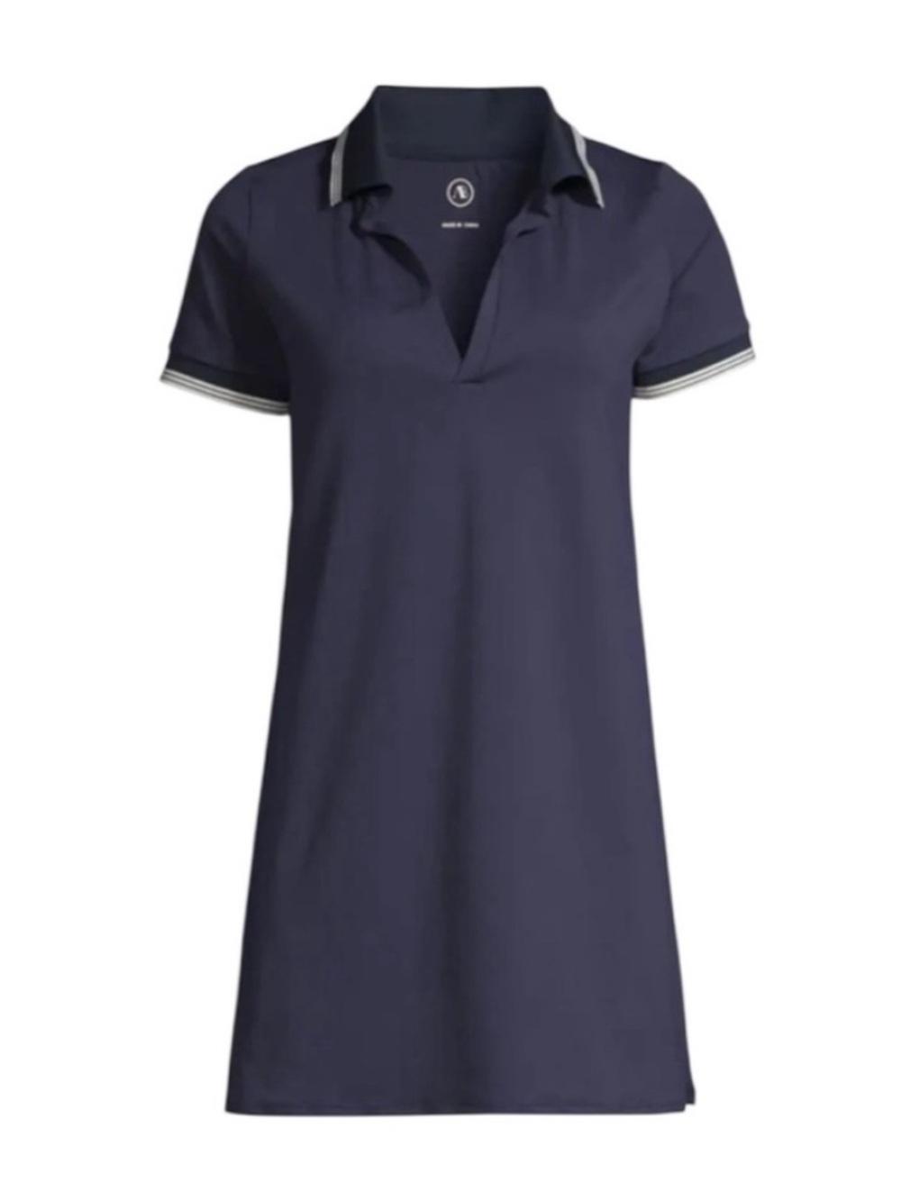 ADDISON BAY Jersey Polo Dress Navy White Contrast Trim on Collar and Sleeves S